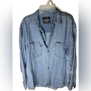 Vintage Bugle Boy Mens  Denim Long Sleeve Button Up